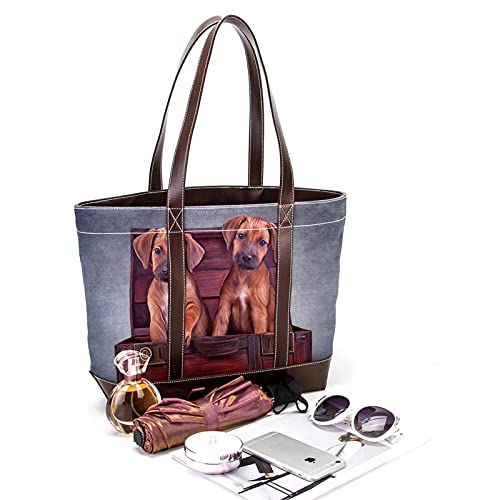 NaiiaN Bolsos de correa de peso ligero Monedero Bolso de compras Bolso de hombro Bolsos de hombro perro interesante pintura retro linda para la madre Mujeres Niñas Señoras Estudiante