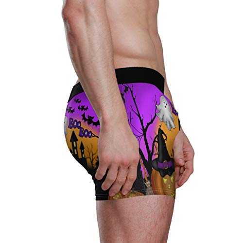 NaiiaN Calzoncillos Boxer para Hombres, niños, jóvenes, Ropa Interior, Transpirable, patrón de Dibujos Animados de Halloween, Calzoncillos Suaves y cómodos