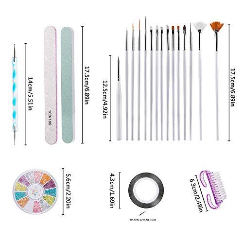 Nail Art Design Kit, Comius Sharp 37 Piezas Nail Art Kit Herramientas - Pinceles para Pintar Uñas, Uñas de Estrás, Pinceles de Punto Accesorios de Decoración de Uñas