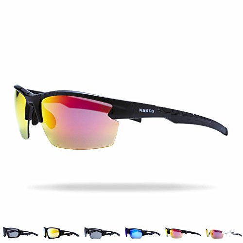 NAKED Optics Sports Sunglasses (Halfframe Black/Lens Red)