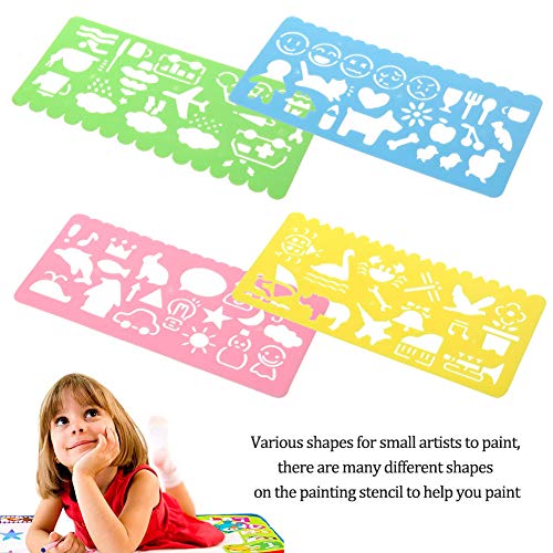 NALCY 36 Piezas Plantillas de Dibujo de Plástico Regla, Plantillas de Dibujo de Plástico Conjunto para Niños, Dibujo Plantilla Stencil para Niños Aprender Viaje Regalo