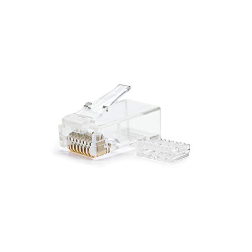 NanoCable 10.21.1501 - Roseta de superficie RJ45 con 1 toma de conexión Cat.6 UTP, blanco + 10.21.0201 - Conector para cable de red Ethernet RJ45, 8 hilos Cat.6 UTP, bolsa de 10 unidades