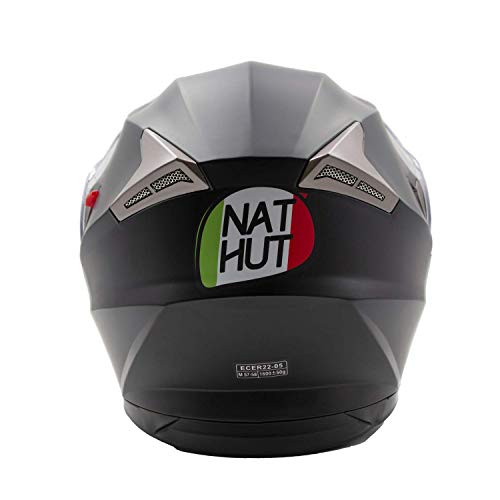 Nat Hut Casco Moto Modular ECE Homologado Casco de Moto Scooter para Mujer Hombre Adultos con Doble Visera (XL 61-62cm, Negro)