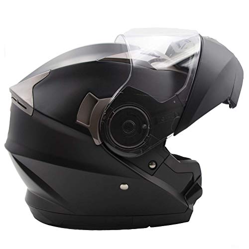 Nat Hut Casco Moto Modular ECE Homologado Casco de Moto Scooter para Mujer Hombre Adultos con Doble Visera (XL 61-62cm, Negro)