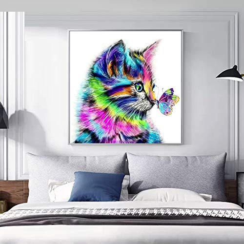 NATUCE 30 * 30cm DIY 5D Diamante Pintura Kits, Gato y Mariposa 5D Diamond Painting Completo Bordado Punto de Cruz Diamante Craft Decoración del hogar