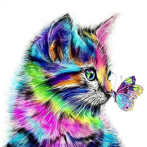 NATUCE 30 * 30cm DIY 5D Diamante Pintura Kits, Gato y Mariposa 5D Diamond Painting Completo Bordado Punto de Cruz Diamante Craft Decoración del hogar