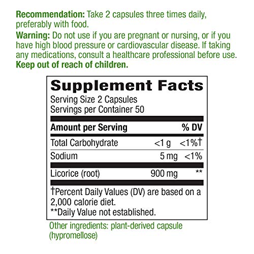 Nature 's Way Regaliz Raíz, 450 mg, 100 Cápsulas