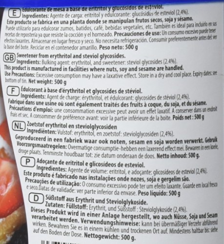 NATURGREEN Steviol, Edulcorante Natural, con Base de Eritritol, Sustitutivo del Azúcar, Orgánico, 100% Vegetal, Bajo Índice Glucémico, 500 Gramos