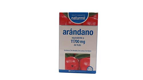 Naturmil Arándano rojo 60 capsulas 11.700 mg + Vitamina C por capsula ALTA CONCENTRACIÓN, previene y alivia las infecciones urinarias, fuente de vitamina C, mejora la salud de tus riñones