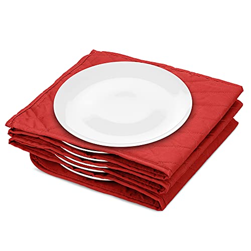 Navaris Calentador de platos eléctrico - Calientaplatos para mantener 10x plato de Ø 32 CM caliente - Bandeja calienta plato de 34 x 30 x 3 CM rojo