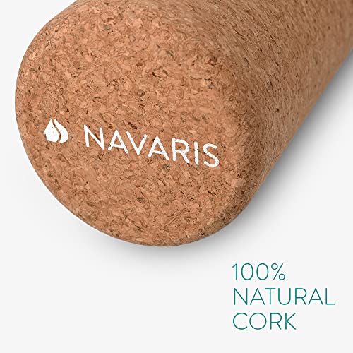 Navaris Rodillo para Pilates y Yoga - Roller de Corcho Natural para Masaje - Rulo ecológico Antideslizante para Auto masajes Espalda Gimnasia Balance