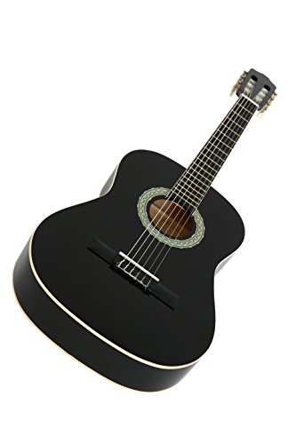 NAVARRA NV12 guitarra clásica 4/4 negro, bolsa/Gig Bag, 2 púas