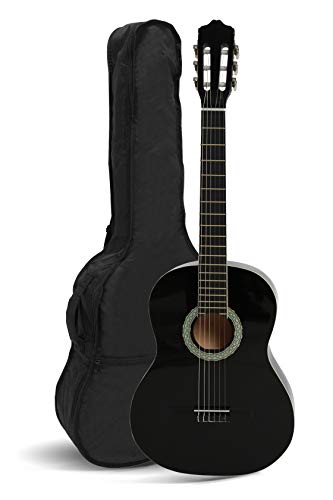 NAVARRA NV12 guitarra clásica 4/4 negro, bolsa/Gig Bag, 2 púas