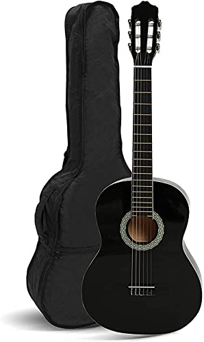 NAVARRA NV12 guitarra clásica 4/4 negro, bolsa/Gig Bag, 2 púas