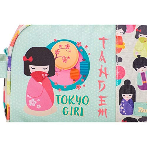 Neceser de Viaje Tandem Tokio Girl | Organizador de Equipaje de Mano Adaptable a Carro de Mochila, Neceser Viaje con Bolsillo de Gran Capacidad y Asa para Transporte - Medidas 25 x 15,5 x 11