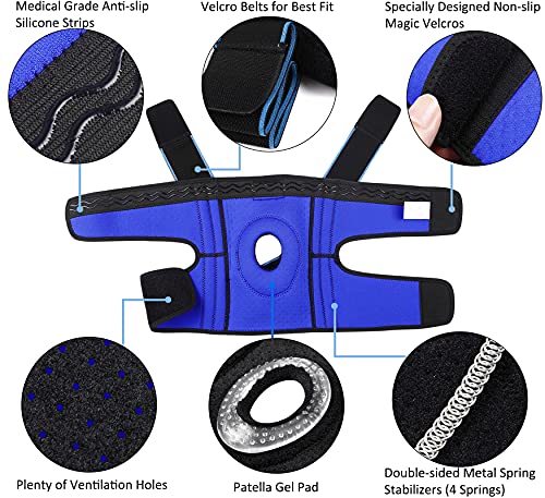 NEENCA Rodillera Deportivas, Rodillera Menisco Ligamento con Estabilizadores Laterales y Almohadillas de Gel de Rótula, Rodillera de Rotuliana Ajustable para Artritis, Correr, Baloncesto, Bicicleta