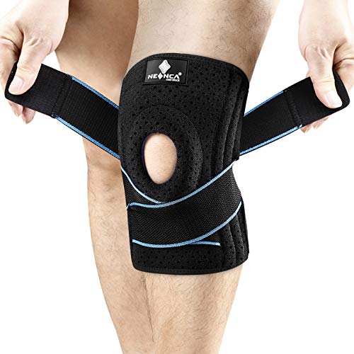 NEENCA Rodillera Deportivas, Rodillera Menisco Ligamento con Estabilizadores Laterales y Almohadillas de Gel de Rótula, Rodillera de Rotuliana Ajustable para Artritis, Correr, Baloncesto, Bicicleta