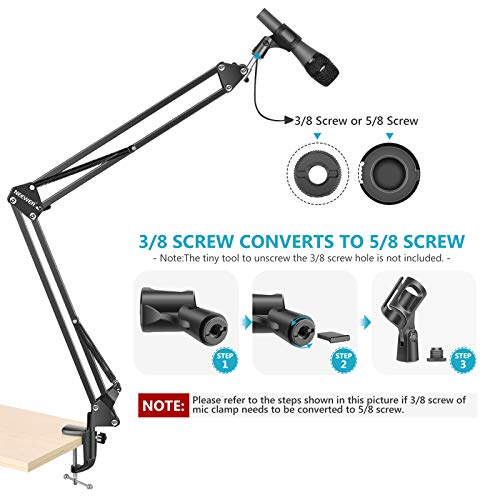 Neewer - Soporte de Brazo de Tijera Ajustable para Micrófono, Estudio de Radiodifusión, Estudio de Sonido con Voz en off, Escenarios y Estaciones de TV, Carga Máxima 1kg