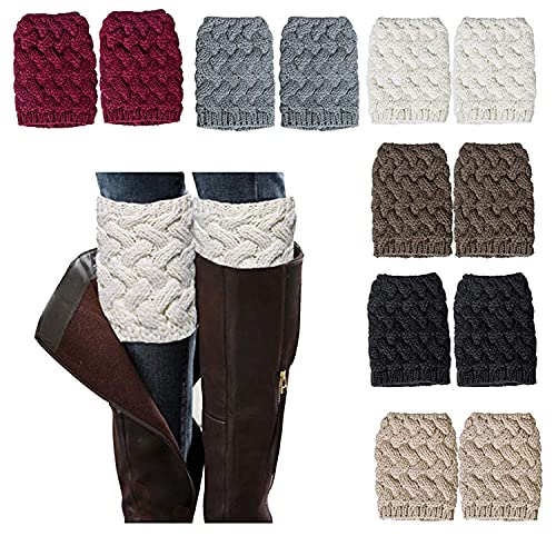 NEPAK 6 Pares Calentadores de Pierna de Invierno para Mujer Térmico Calentar Calientapiernas Ganchillo de Punto de Cable Calcetines