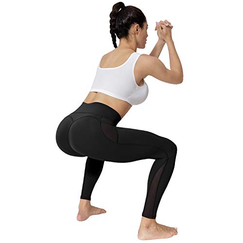 neppein Leggings Deportivos para Mujer, Cintura Alta Leggings Mallas con Bolsillos Pantalones de Yoga Elásticos para Fitness Training Running