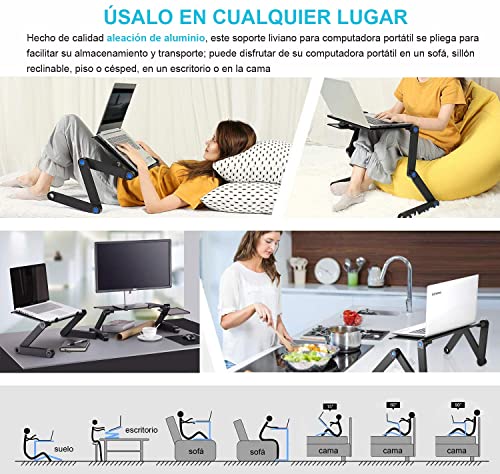 Nestling® Portable Laptop Desk Pc Sofa Stand Air Space Desk Soporte para Laptop Mesa Plegable Mesa para Laptop con Bandeja para Mouse extraíble y Barra Antideslizante