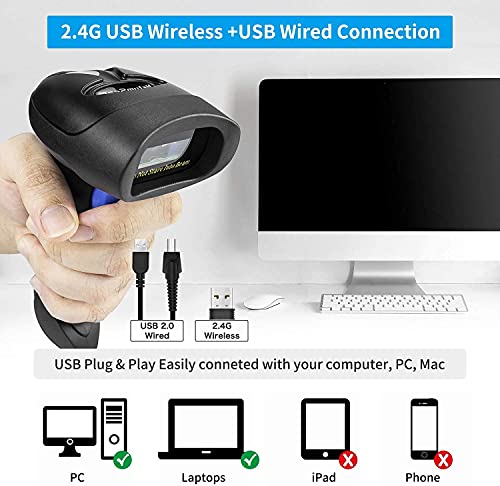 NetumScan - Lector de códigos de barras 2D inalámbrico - Lector de códigos de barras portátil QR PDF417 DataMatrix Maxicode para PC NSL8