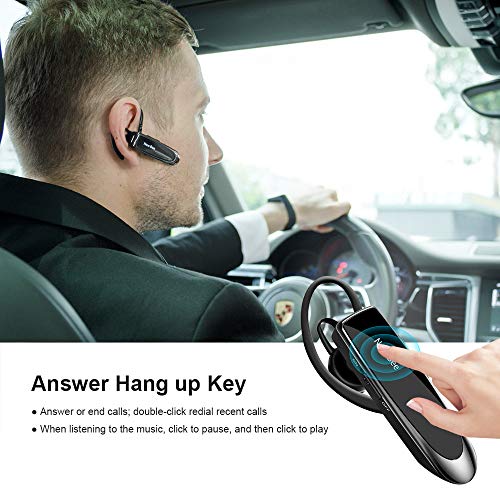 New Bee Manos Libres Auricular Bluetooth Auricular inalámbrico Bluetooth Mano Libre con tecnología de Captura de Voz Clara Auricular Bluetooth para iPhone Samsung Huawei Sony, etc (Negro)