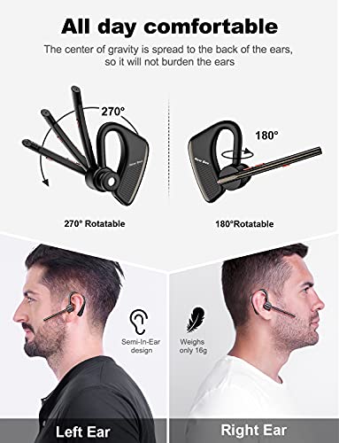 New Bee Manos Libres Bluetooth Auricular Inalámbrico Pinganillo Bluetooth Movil V5.2 Peso Ligero 16g con 24 Horas de Conversación para iPhone, Samsung, Huawei, Xiaomi, HTC, LG, Sony, PC