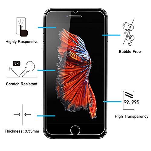 NEW'C 2 Unidades, Protector de Pantalla para iPhone 6 Plus y iPhone 6s Plus, Antiarañazo, Antihuella, Sin Burbujas, 9H, 0.33 mm Vidrio Templado Ultra Transparente y Resistente