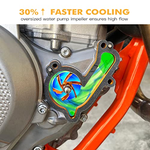 NICECNC Orange De Gran tamaño Enfriador de Impulsor de Bomba de Agua Compatible with KTM 250 350 SXF EXCF 350 XCF-W 250 350XCF HQV FC FE250 350 FX350 gasgas 6061 Aluminum CNC Machined