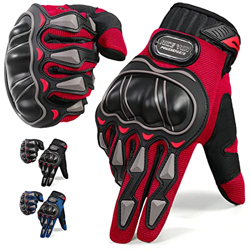 NICEWIN Guantes de Moto para Pantalla táctil con protección de Nudillos Duro para Motocicleta, Bicicleta de montaña, Escalada, Senderismo, Scooters