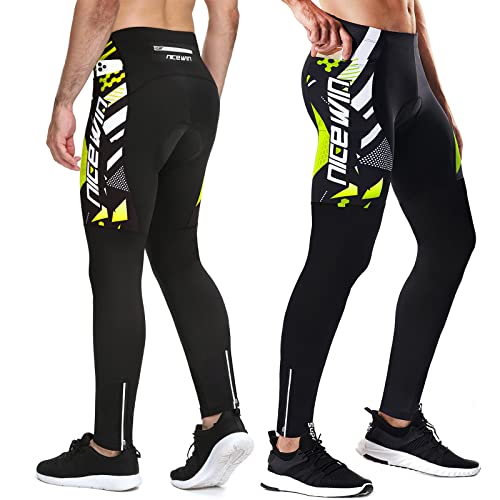 NICEWIN Pantalones de Ciclismo para Hombre 3D Acolchados para Bicicleta de Carretera Medias largas con Bolsillos para Andar en Bicicleta al Aire Libre Verde XL