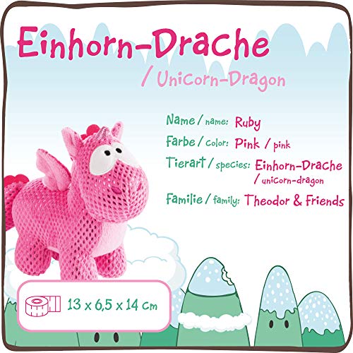 NICI- Peluche Unicornio-dragón Ruby de la Rosa 13cm (45696)