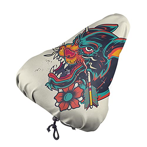 Nicokee Panther Head - Funda para asiento de bicicleta, diseño de flecha, tatuaje, flor de tigre