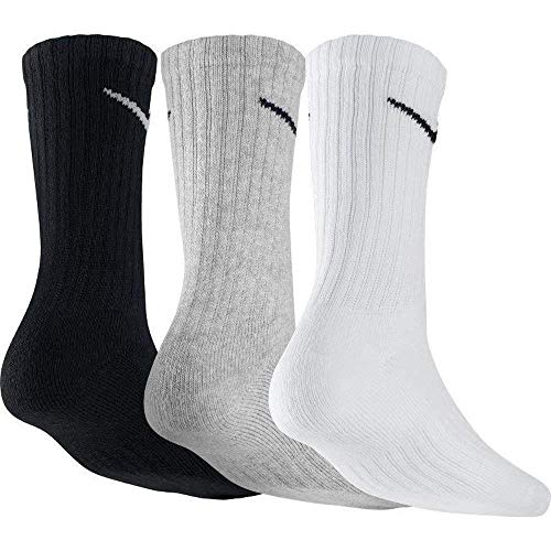 Nike 3Ppk Value Cotton Crew Smlx Calcetines, Unisex Adulto, Gris/Negro/Blanco, M/ 38-42