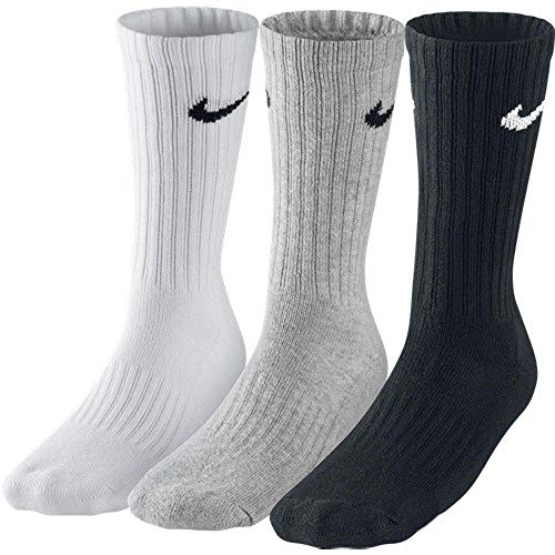 Nike 3Ppk Value Cotton Crew Smlx Calcetines, Unisex Adulto, Gris/Negro/Blanco, M/ 38-42