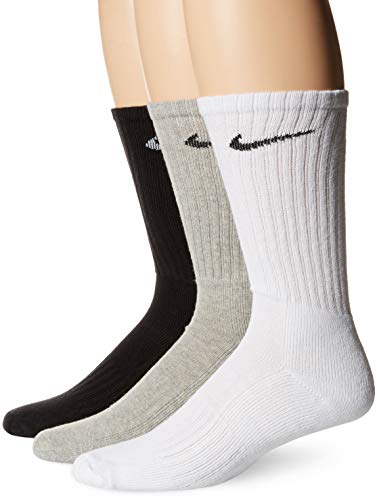 Nike 3Ppk Value Cotton Crew Smlx Calcetines, Unisex Adulto, Gris/Negro/Blanco, M/ 38-42