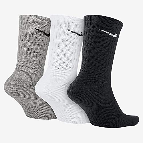 Nike 3Ppk Value Cotton Crew Smlx Calcetines, Unisex Adulto, Gris/Negro/Blanco, M/ 38-42