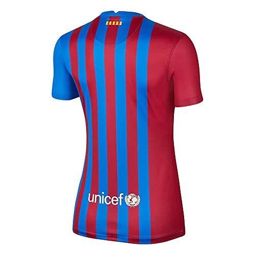 Nike - Barcelona FC Temporada 2021/22 Camiseta Primera Equipación Equipación de Juego, L, Mujer