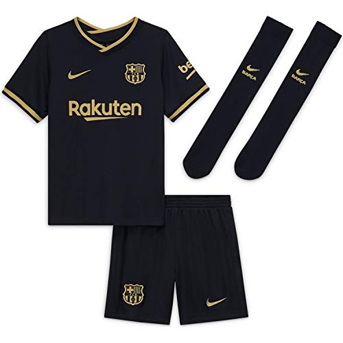 NIKE FC Barcelona Temporada 2020/21-FCB LK NK BRT AWCD4589-011 Kit Completo Segunda Equipación, Niño, Black/Metallic Gold Full Sponsor, M