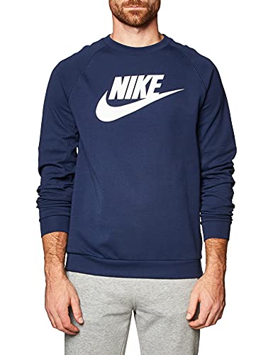 NIKE NSW Modern Crew Fleece, Sudadera Hombre, Midnight Navy/White, L