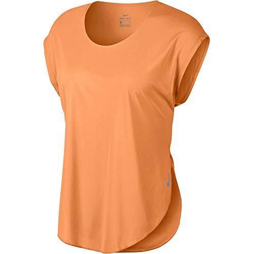 NIKE W Nk City Sleek Top SS, Mujer, Fuel Orange/Reflective silv, M