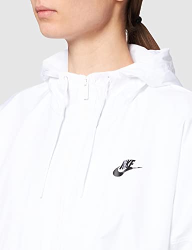 NIKE W NSW RPL WR ESSNTL WVN JKT Jacket, Women's, White/Black, M