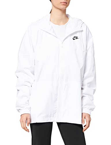 NIKE W NSW RPL WR ESSNTL WVN JKT Jacket, Women's, White/Black, M