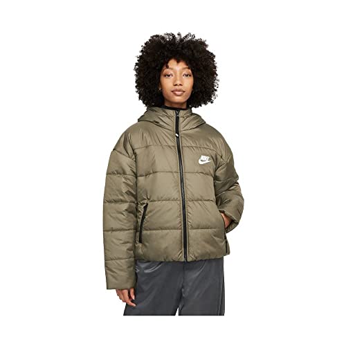 NIKE W NSW TF RPL Classic HD JKT Jacket, Medium Olive/Black/White, L Women's