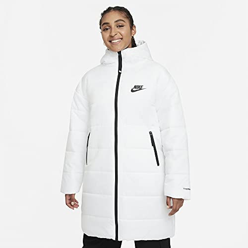 NIKE W NSW TF RPL Classic HD Parka Jacket, Women's, White/Black/Black, L