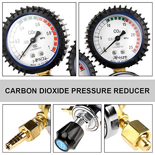 Nikou Regulador de presión de CO2 - G5 / 8 Botella de CO2 Soldadura Regulador de Gas de dióxido de Carbono Reductor de presión Regulador de CO2 Reductor de presión de Botella