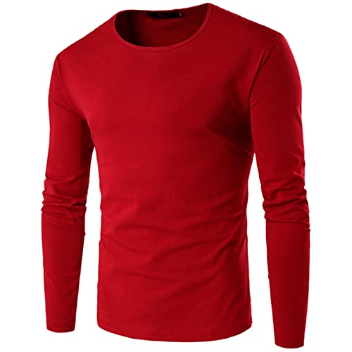 Nimiya Hombres Camiseta Interior Térmica De Cuello Alto Camiseta de Manga Larga para Hombre Camiseta Deportiva Camisa Térmica Masculina Slim Fit Tops Color Sólido Rojo 5XL