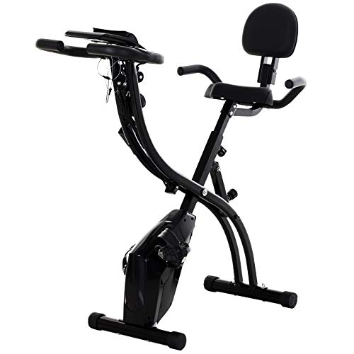 NIMO Bicicleta estática Plegable con Bandas de Resistencia y Monitor LCD 8 Niveles de Resistencia Magnética Peso Máx. 120 kg (15)