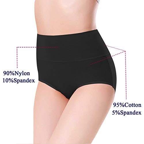 Ningmi Bragas Mujer Suave Ligera Slip Braguitas Algodón Cintura Alta Cómodo Elástico Ropa Interior Pack de 5